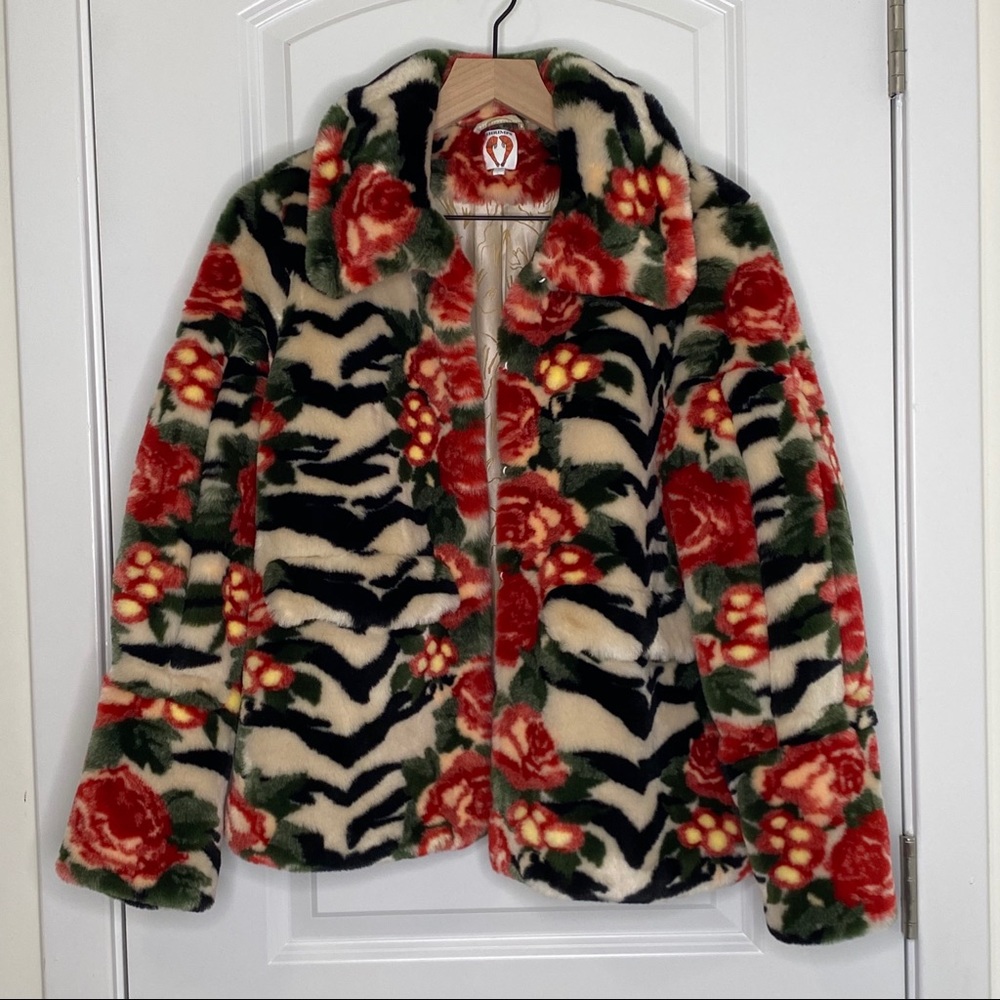 Shrimps Zio Faux Fur Coat, Tiger Rose, UK 6, US 2 - Picture 5 of 16